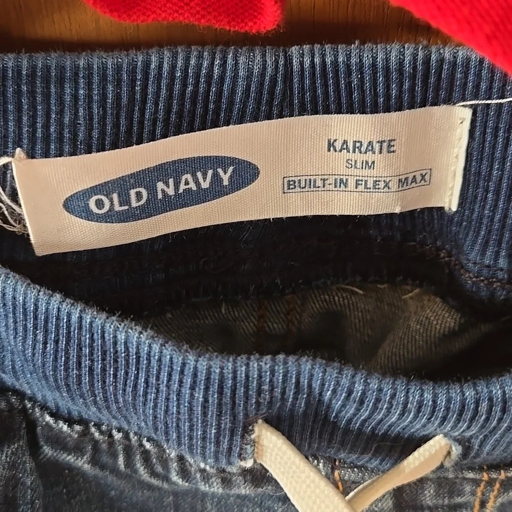 Old Navy red boy's long sleeve polo shirt & Jeans 